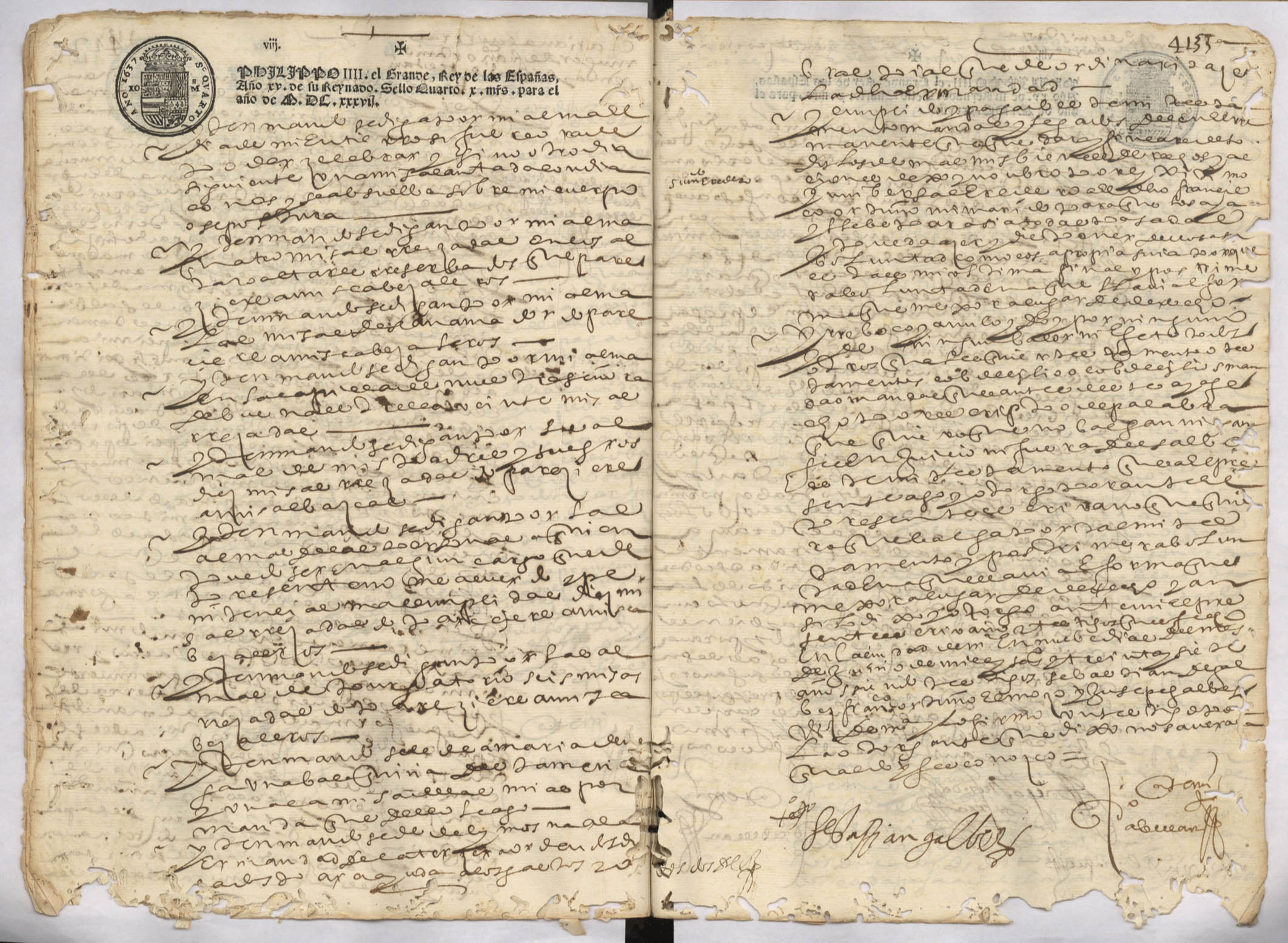 Registro de Pedro Abellán, Murcia de 1637.